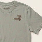 Cold Water Club Tee in Thyme green with small Lost Draw Provisions fish logo on front left chest.