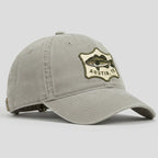 Gray cap with a fish emblem and 'Austin, TX' text on a light gray background