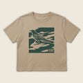 Flay lay front view of City Camo Austin women’s heavyweight garment-dyed t-shirt
