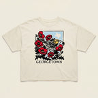 Georgetown warbler women’s boxy t-shirt golden cheeked warbler Texas graphic tee flat lay