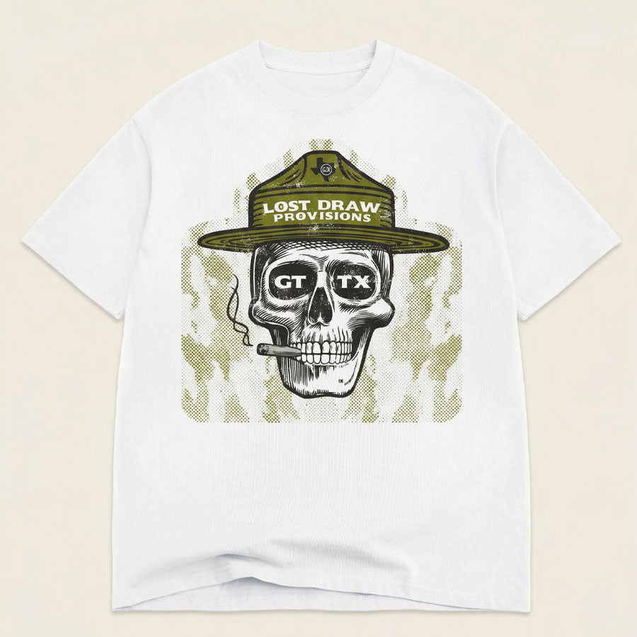Lost Draw Provisions GTX Ranger t-shirt camo graphic flat lay back