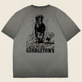 GTX Stampede Georgetown Texas graphic tee oversized charcoal heavyweight t-shirt Lost Draw Provisions flat lay back