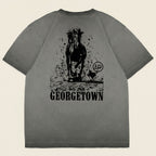GTX Stampede Georgetown Texas graphic tee oversized charcoal heavyweight t-shirt Lost Draw Provisions flat lay back