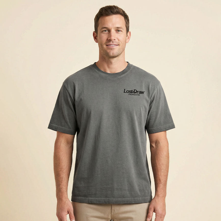 Model showing front of Texas western horse graphic tee oversized drop shoulder casual shirt
