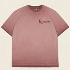 Mauve t-shirt with 'LostDraw' logo on a beige background