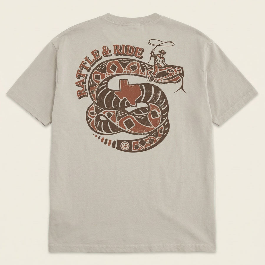 Rattle and Ride GTX Georgetown Texas graphic tee oversized tan heavyweight t-shirt Lost Draw Provisions flat lay back
