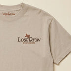 Close up front of Georgetown Texas graphic tee oversized tan heavyweight t-shirt Lost Draw Provisions