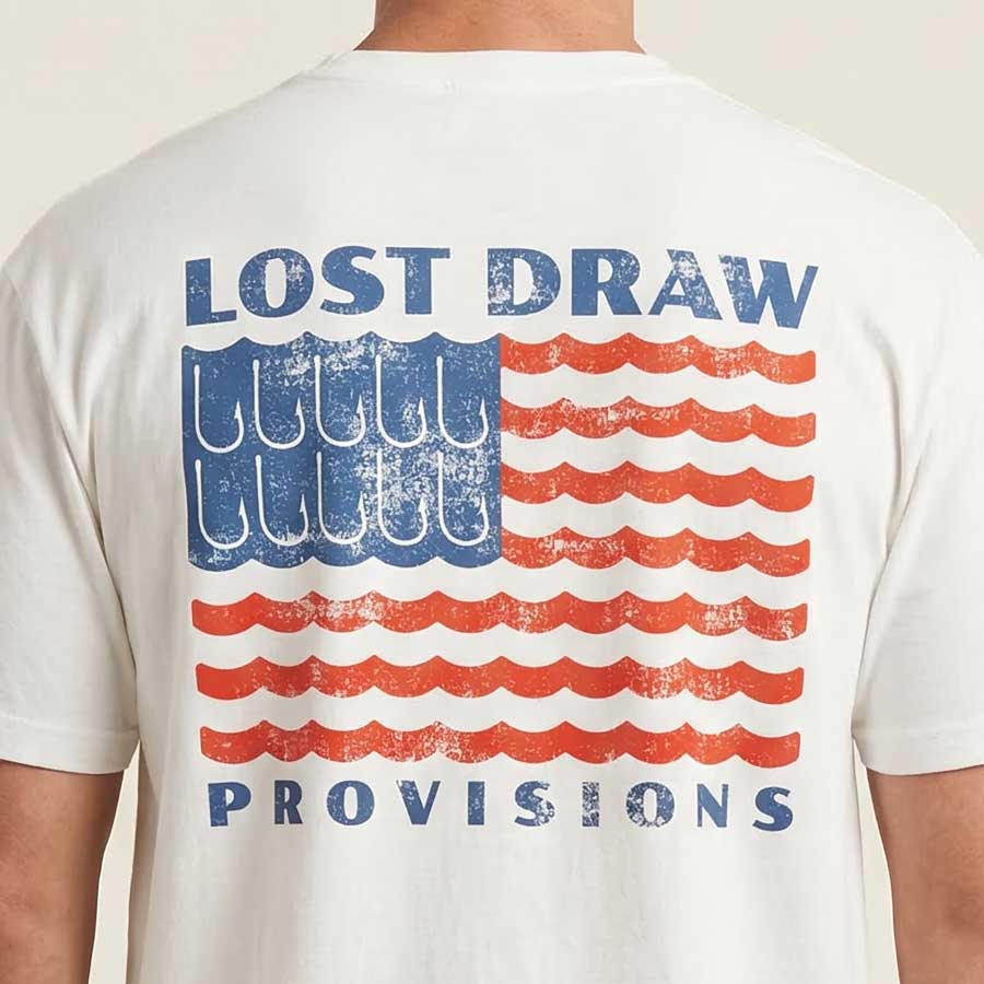 Heavyweight oversized Texas fishing t-shirt red white blue graphic tee back