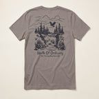 Back of the Pebble Brown North of Ordinary Tee featuring a distressed waterfall and forest graphic with Take the Long Way Home lettering.