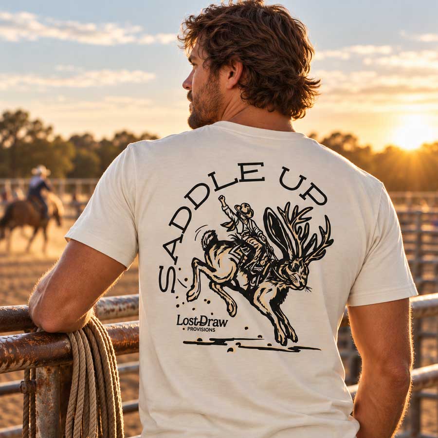 Saddle Up Tee | Vintage Jackalope Rodeo Shirt – Lost Draw Provisions