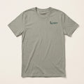 Lost Hawk Jersey Tee in Thyme green featuring a small forest-green Lost Draw Provisions hawk logo on the left chest.